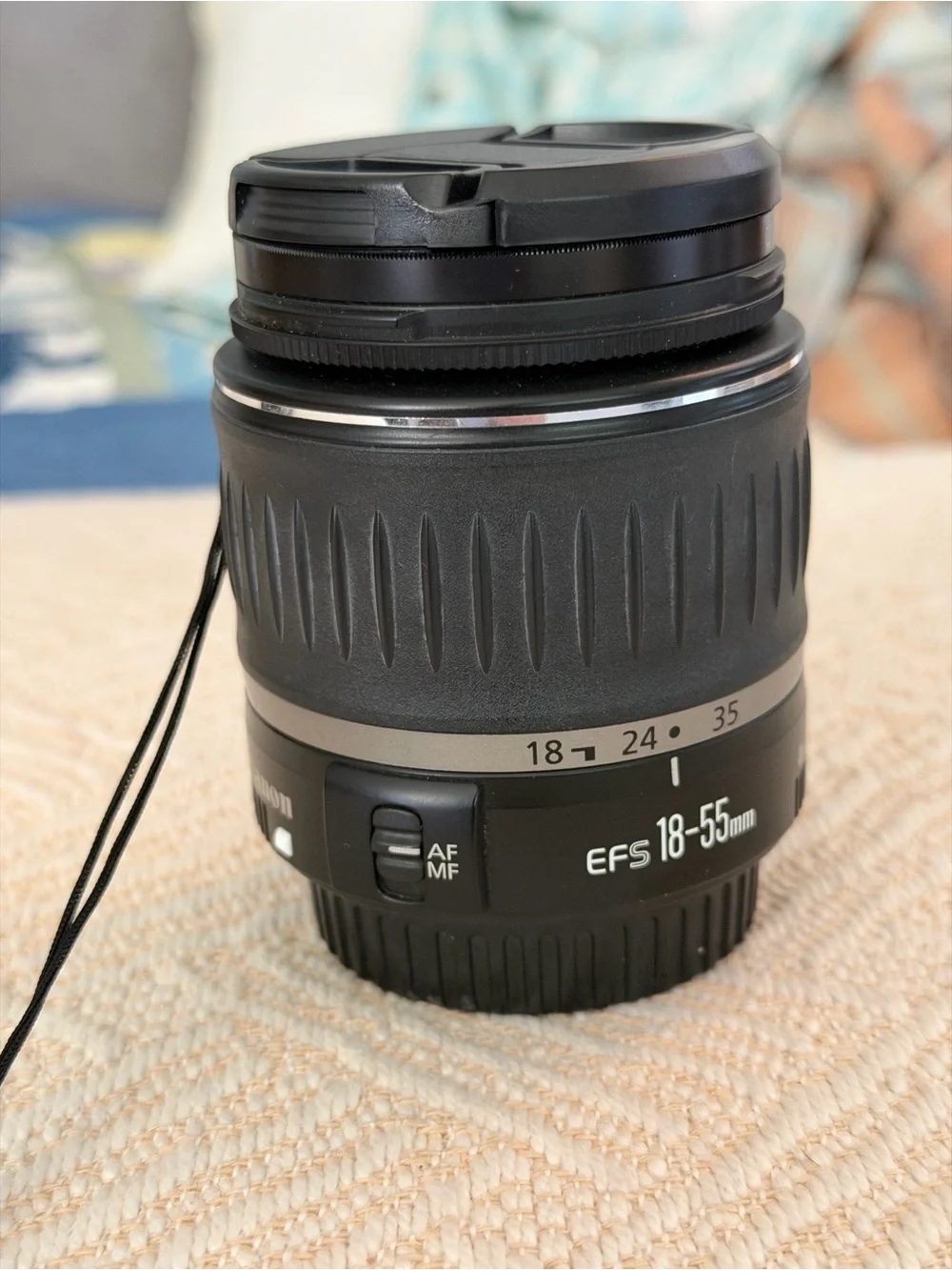 Canon EF-S 18-55mm 0.28m/0.9ft Zoom Lens. Quantaray 58mm. Made in Japan